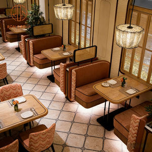 Meubles de restaurant en bois et velours pour fast-food et pizzeria, <span class=keywords><strong>table</strong></span> et banquette, sièges de banquette pour café - Vente chaude - Product Image 1