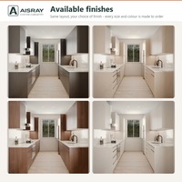 Meuble de cuisine modulaire, portes en placage de bois au design moderne, aménagement en îlot, boîtes de rangement en contreplaqué et tiroirs à fermeture amortie