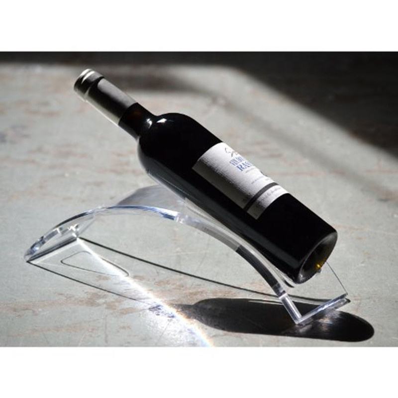 Lucite Plastic Wine Holder Curved Crystal Acrylic Wine Bottle - Main Image