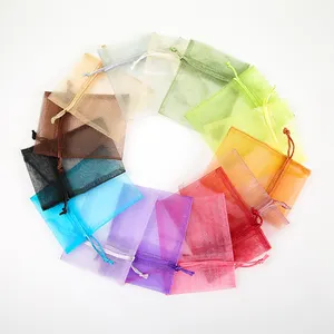 Sacola de organza para presentes de doces e cosméticos de cores sólidas por atacado