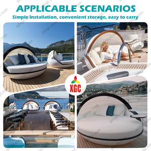 Hôtel moderne <span class=keywords><strong>de</strong></span> luxe avec <span class=keywords><strong>jardin</strong></span> et chaise longue Bali Sofa d'extérieur en fibre <span class=keywords><strong>de</strong></span> verre au bord <span class=keywords><strong>de</strong></span> la piscine Chaise longue avec coussin et <span class=keywords><strong>plateau</strong></span> <span class=keywords><strong>de</strong></span> <span class=keywords><strong>table</strong></span> - Product Image 5