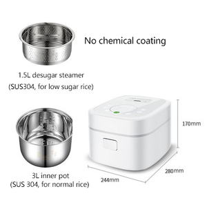 Penanak Nasi Listrik Multifungsi 3L Terbaru Rendah Gula dan Karbohidrat untuk Penderita <span class=keywords><strong>Diabetes</strong></span> - Product Image 5