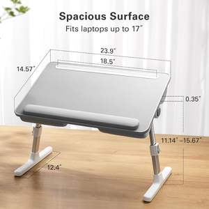 Support de bureau pliable pour ordinateur portable en MDF avec surface en cuir, ventilateur de refroidissement portable pour <span class=keywords><strong>lit</strong></span>, étude, plateau de bureau pliable - Product Image 2