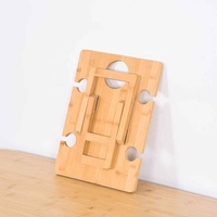 Table de pique-nique en bambou durable avec porte-bouteille et porte-verres, table pliante portable pour l'extérieur