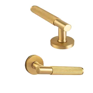 Brass/Stainless Steel Luxury Wooden Knurling Door Lock Knurled Handle Lock for Privacy/Entry/Passage