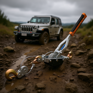 Treuil robuste de 5 tonnes avec câble en acier, 3 crochets, double engrenage, extracteur de puissance, outil de sauvetage de véhicule, boucles à cliquet - Product Image 2