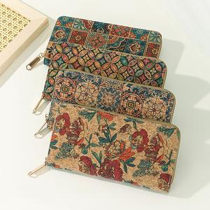 Portefeuille long multifonctionnel pour femme, style ethnique, avec fermeture éclair, rétro, <span class=keywords><strong>portable</strong></span>, en liège, avec <span class=keywords><strong>porte</strong></span>-cartes, RFID, pour téléphone, argent <span class=keywords><strong>et</strong></span> pièces de <span class=keywords><strong>monnaie</strong></span> - Product Image 1