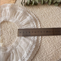 Jupe en dentelle à mailles avec garniture double couche en polyester chiffon extensible, design ondulé à volants pour robe de soirée