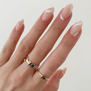 Ongles artificiels en acrylique de haute qualité, style français, réutilisables, design rose nude pour femmes, avec colle - Product Image 4
