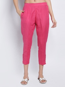 Pantalon de yoga en lin de couleur personnalisable pour femmes, vêtements d'été décontractés avec style avant plat - Product Image 5