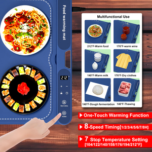 Space-Saving Foldable Food Large Silicone Heat Mat Wall-Mounted Adjustable Heat Settings Convenient Use 10 Dishes <strong>Warming</strong> <strong>Tray</strong> - Product Image 2