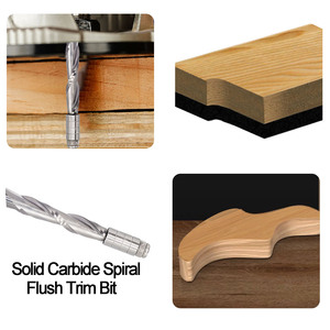 Up-Cut Flush Trim Router Bit Plantilla de carburo sólido Espiral 4 Rodamiento Guiado 1-7/16 <span class=keywords><strong>CL</strong></span> para recorte al ras de madera-Vástago de 1/4" - Product Image 6