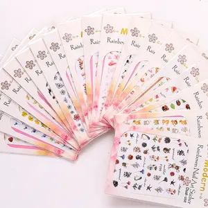 1pc 3D Nail Sticker Animal Flower Fruits Panda Deer Bell Slider Adhesive Nail Decoration Manicure Sticker Wholesale