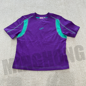 Camiseta recortada con estampado de alta calidad de punto de contraste estilo Y2K con bloque de color de malla personalizado - Product Image 3