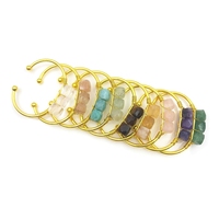 Bracelet unisexe bohème en or 18 carats plaqué or, pierres précieuses naturelles facettées, fait à la main, fil, 3 pierres, bracelet réglable