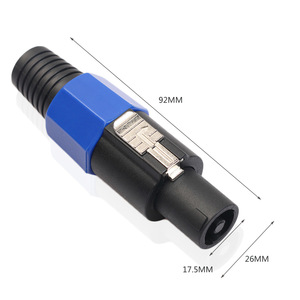 Conector de Audio Cuádruple de 26 mm, Enchufe de Altavoz con Aislamiento Azul, Instalación en Línea - Product Image 1