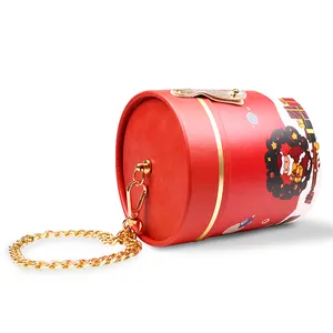 SENCAI-Tubo de papel de regalo de Navidad, cilindro de embalaje cilíndrico con cadena, troquelado, Logo personalizado
