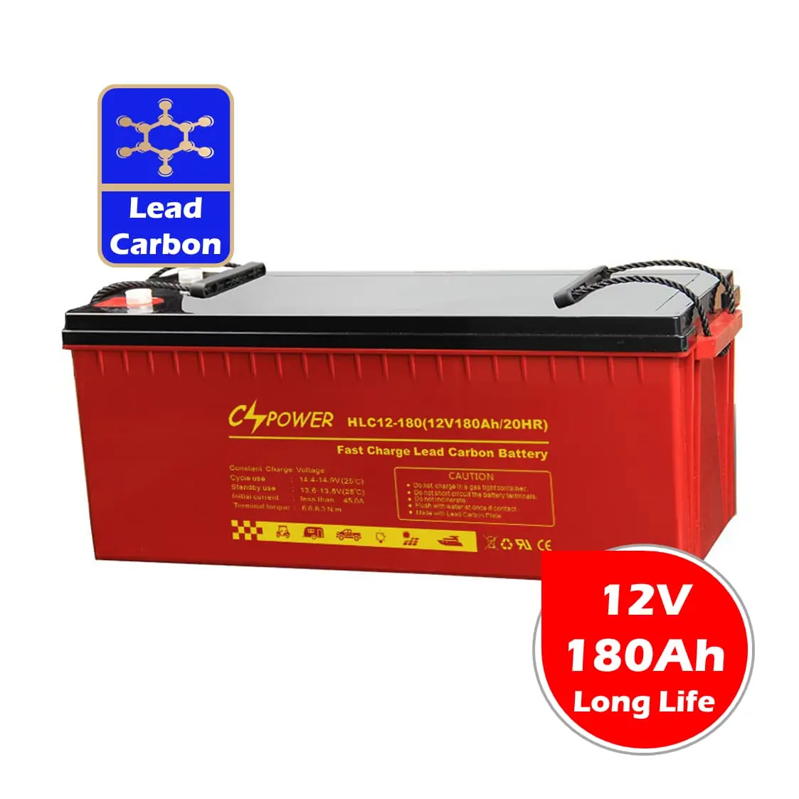 CSPower 12V 180Ah Rechargeable Lead Carbon Battery for Long Life Electric Car China Factory VS: Leoch HLC12-180 DAR