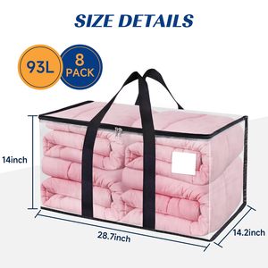 Sacs mobiles extra larges robustes sacs de rangement portables sacs d'emballage transparents poignées renforcées et poche pour étiquettes - Product Image 2