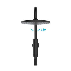 Matte <b>Black</b> Rain <b>Shower</b> <b>Head</b> Wall Mount 180 Degree Adjustable Round Design Bathroom <b>Shower</b> Set - Product Image 1
