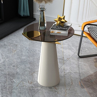 Table basse ronde de luxe légère, plateau en verre, table d'appoint, villa, salon moderne, mini table d'appoint, vente chaude