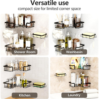 Support de shampoing auto-adhésif noir 5-en-1, accessoires de salle de bain, étagère d'angle de douche, ensemble d'organisateurs pour salle de bain