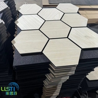 Panneau acoustique modulaire en placage de bois hexagonal 3D, panneau mural absorbant le son pour le traitement acoustique des intérieurs commerciaux