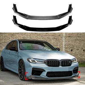 Amp-Z Front Bumper Lip Splitter For Bmw 5 Series M5 F90 Lci 2021-2024 Piano Black Carbon Fiber Texture Matte Finish - Product Image 4