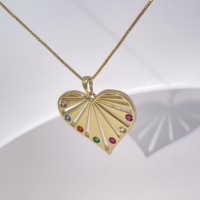 Collier pendentif cœur plaqué or Tianyu avec pierres précieuses colorées, bijoux tendance pour femmes