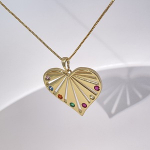 Collier pendentif cœur plaqué or Tianyu avec pierres précieuses colorées, bijoux tendance pour femmes - Product Image 3