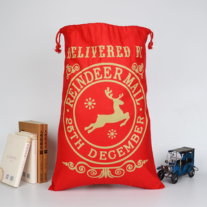 Sac de Noël en toile rouge et or avec rennes et motif Père Noël, sac cadeau promotionnel du <span class=keywords><strong>25</strong></span> décembre, sac de Père Noël à prix d'usine - Product Image 3