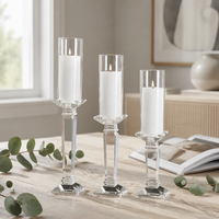 Support de bougie pilier en cristal fait main, style européen, écologique, pour bougies chauffe-plat, idéal pour mariage, fête et décoration intérieure - Vente en gros
