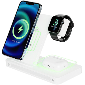 Estación de Carga Inalámbrica 3 en 1 con Luz Nocturna para Teléfono Inteligente, Reloj Inteligente y Auriculares - Product Image 4