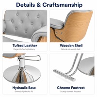 Fauteuil de Barbier en Gros avec Cadre en Bois, Pivotant, Moderne, Simple, Siège en Cuir Couleur Personnalisable pour Salon de Coiffure – Vente Directe