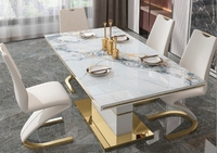 Table à manger en dalle de roche brillante table à manger rectangulaire moderne simple lumière luxe ménage table à manger chaise combinaison