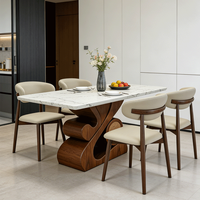Italienischer Ultra-Minimalistischer Marmor Massivholz Esstisch Moderner Minimalistischer Luxuriöser Hochwertiger Rechteckiger Esstisch