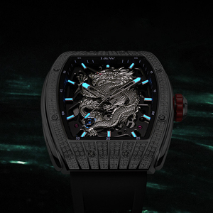 I&W 카니발 럭셔리 속이 빈 토노형 케이스 고무 스트랩 비즈니스 패션 기계식 시계 (남성용, 포인터 다이얼) - Product Image 5