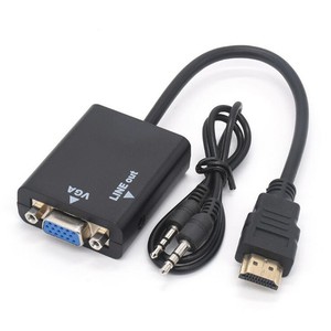 อะแดปเตอร์ HDMI เป็น VGA พร้อมเอาต์พุตเสียง 3.5 มม. สำหรับจอแสดงผลคอมพิวเตอร์สีดำ 1080p - Product Image 3