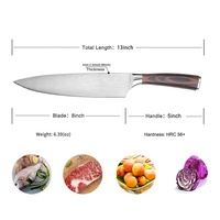 8 pouces Allemagne royal luxe couteaux boîte-cadeau, Poignée En Bois en Acier Inoxydable Cuisine Couteau de Chef Damas Ensemble Avec Étui