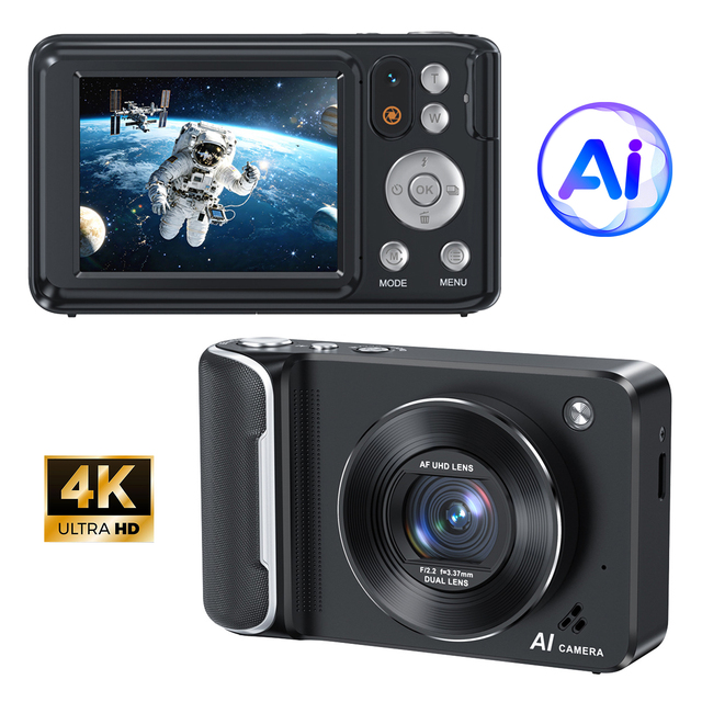 AI Photo Translation AI Voice Creation Al Object Recognition Touch Screen 4K 64MP 16x Zoom Face Detection Compact Digital Camera