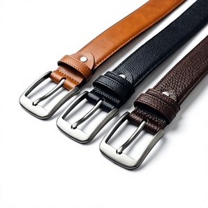 Cinturones de Cuero Genuino para Hombre, Personalizados OEM, Paquete de 3, Clásicos en Negro, Marrón y Bronceado, Texturizados, para Vestir o Jeans, Correa de Cuero Vacuno - Product Image 1