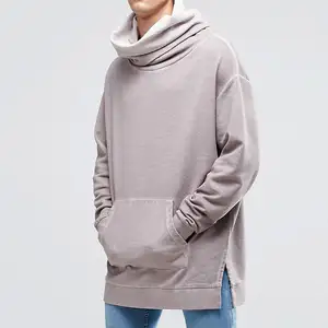 Clothing Suppliers Wholesale Custom Men Funnel Neck Sweatshirt Kangaroo Pocket Plain Sweatshirt