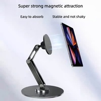 Support d'ordinateur portable magnétique en métal et silicone, rotatif à 360°, pliable et portable, pour tablettes et téléphones mobiles