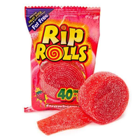 Wholesale Custom Sugar Coated Strawberry Flavor Sour Belts Gummy Candy