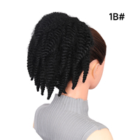 Queue de cheval synthétique courte Marley à cordon de serrage, douce, à clipser, style afro bouclé crépu pour usage quotidien