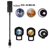 Projecteur LED 3D Rechargeable par USB, avec support rotatif à 360 degrés, résolution lunaire, de la terre, des planètes, lampe nocturne pour déco de chambre à coucher, 5V