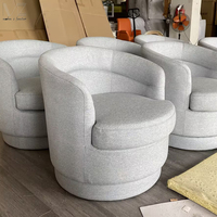 Fauteuil club moderne de luxe nordique, rembourré, en velours bouclé, pivotant, pour salon