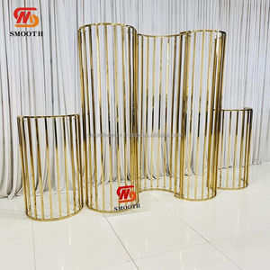 SMOOTH Luxury Geometric <b>Rectangular</b> Wedding Decoration Shiny <b>Gold</b> Stainless Steel <b>Mirror</b> Design Backdrop Frame Wedding Arch - Product Image 2