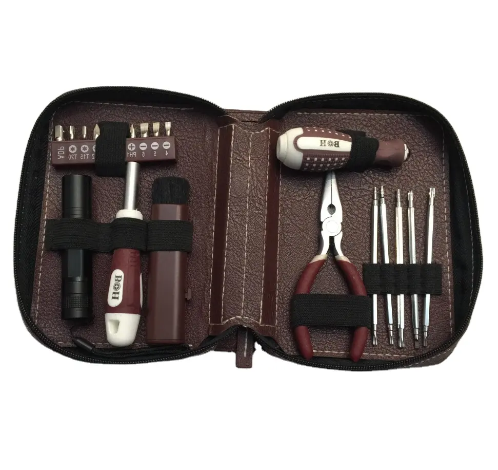 21pcs Hot sales computer hand repair household tool kit with leather bag tools set