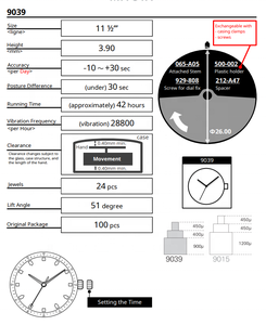 Movimiento de Reloj Mecánico Automático Original Ultrafino de 24 Rubíes con 3 Fechas, Miyota 9039, Estándar Premium, Hecho en Japón - Product Image 3